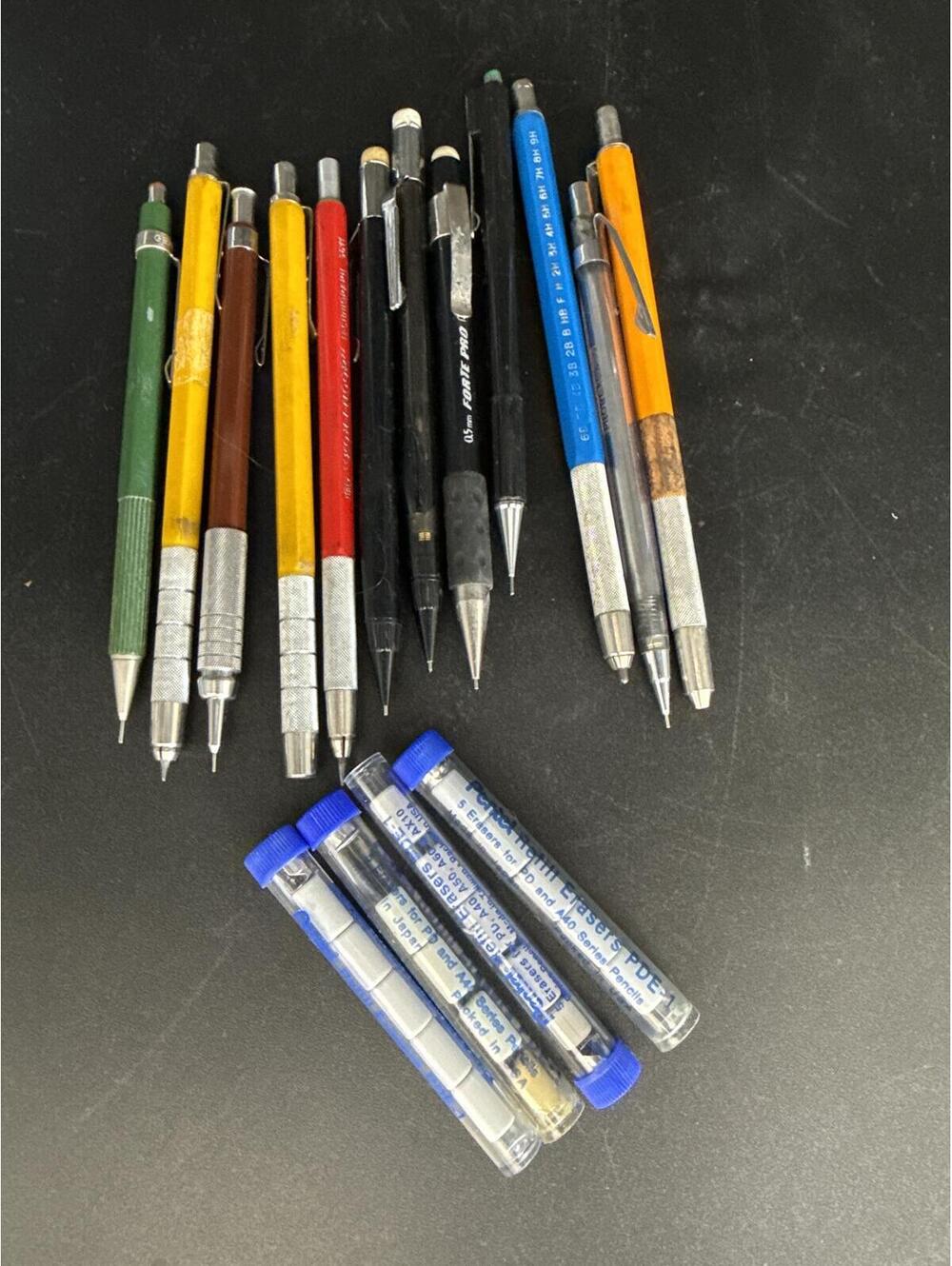 C2F, Forte, Pentel, Charvaz LOT Drafting Mechanical Pencils & eraser refills